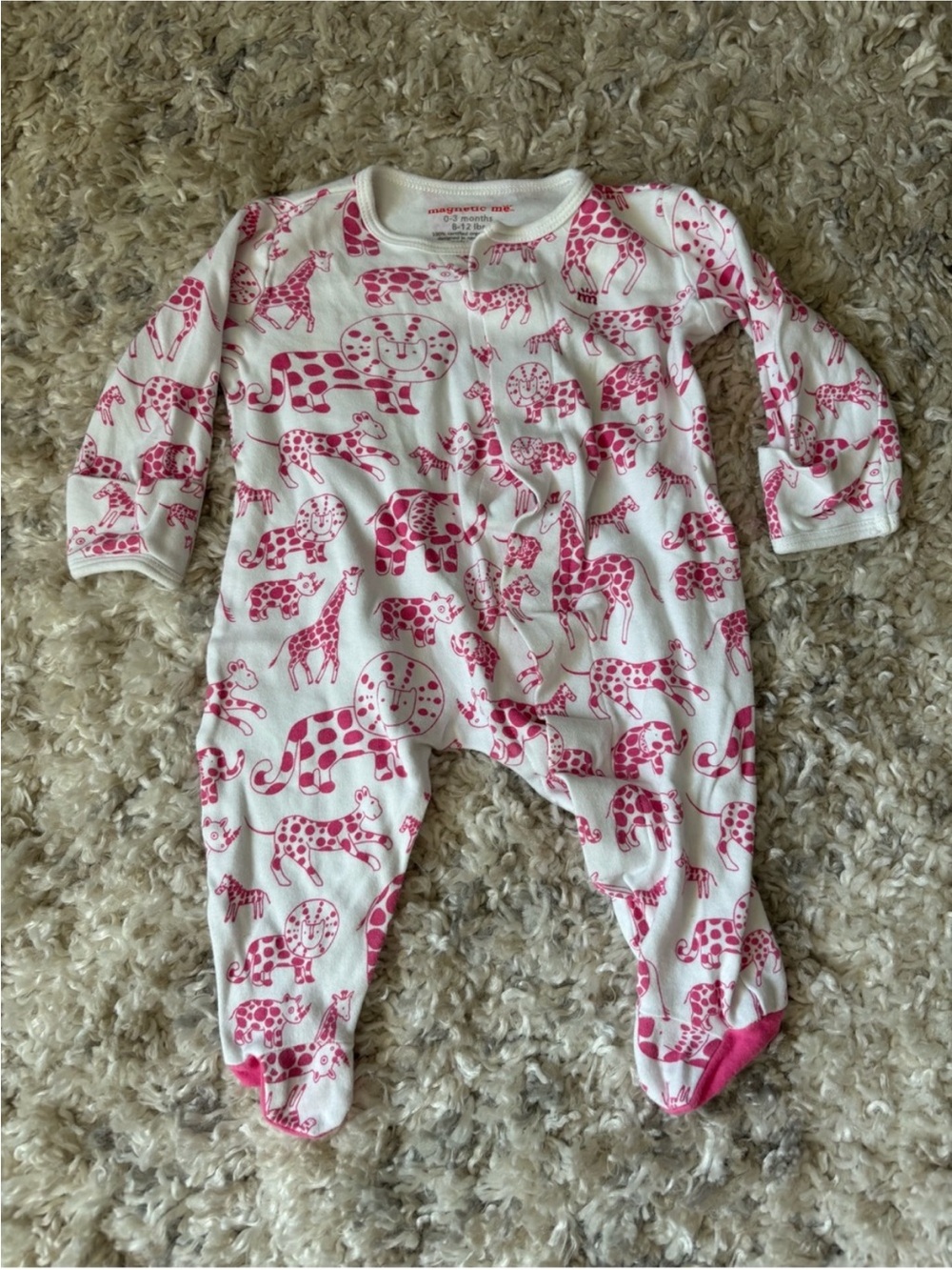 Magnetic Me Pink Animal Print Footed Pajamas | 0-3m